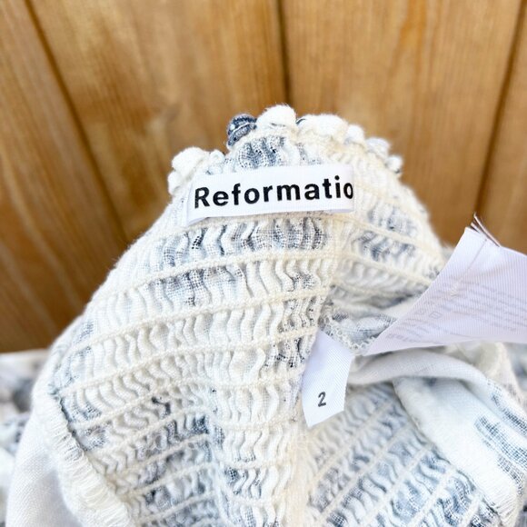 Reformation Hogan Top Size 2 Linen‎ Blouse Toile Horse Print - Picture 4 of 17